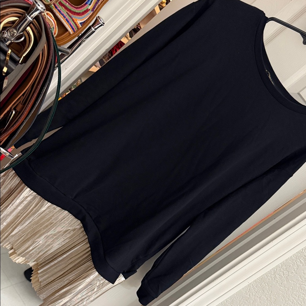 gold pleated trim sweatshirt dress #@@